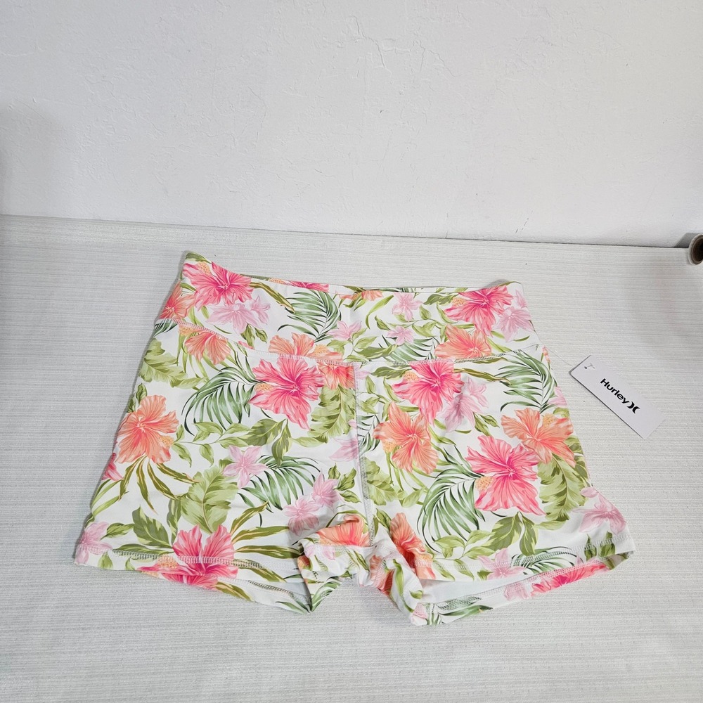 Hurley Womens Rash Guard and Swim Shorts Set Floral UPF 50 sz XL beach vacation - Picture 8 of 15